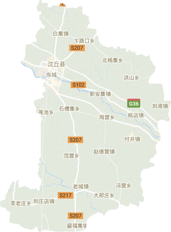 沈丘县地形地图