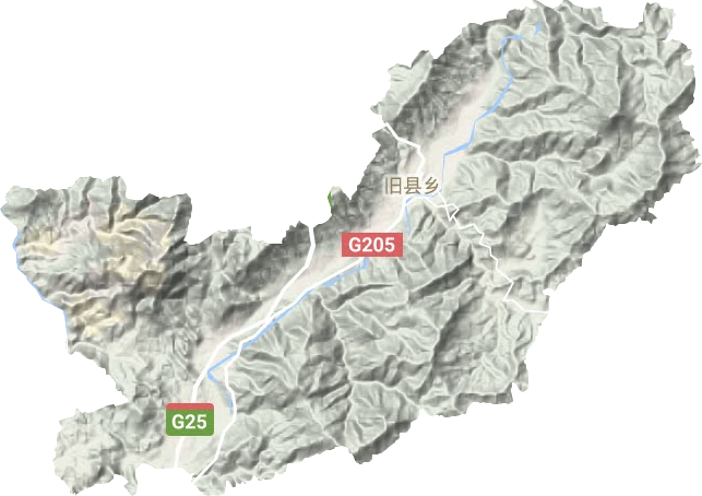 旧县镇地形地图