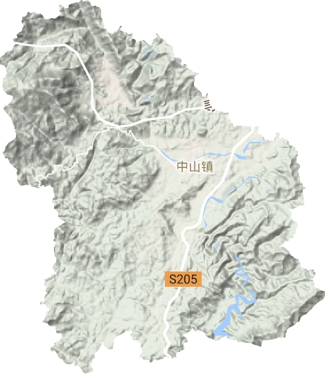 中山镇地形地图