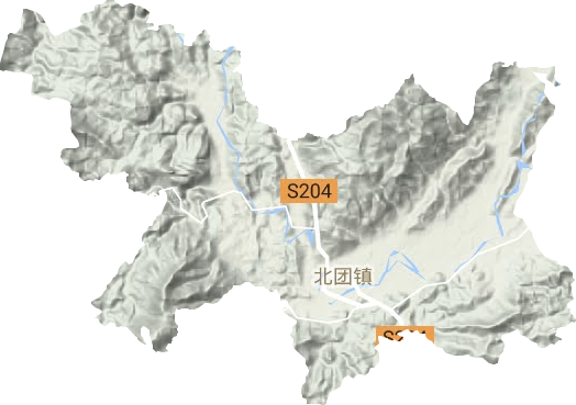 北团镇地形地图
