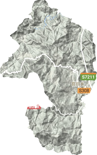 官田乡地形地图