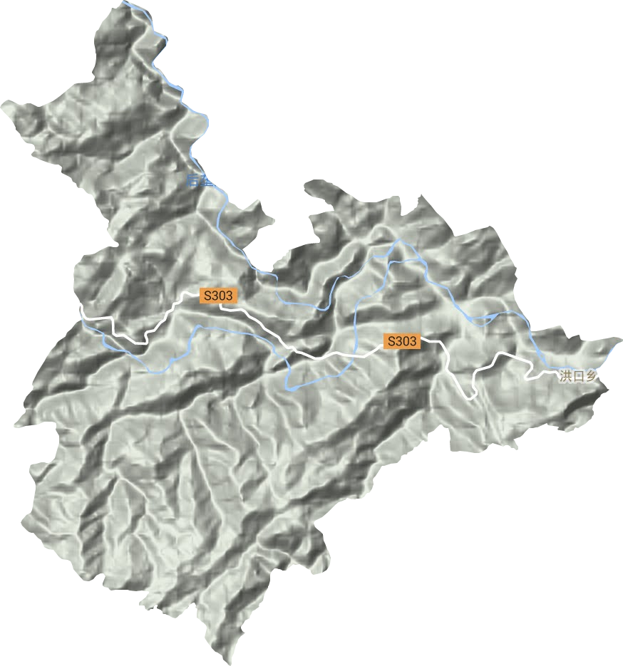 洪口乡地形地图