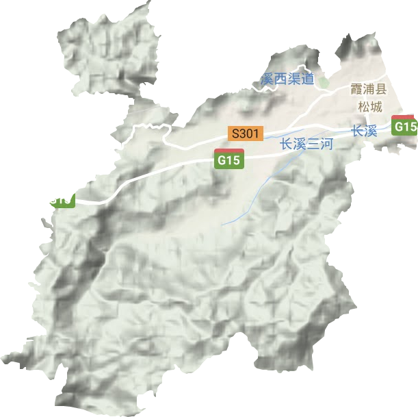 松城街道地形地图