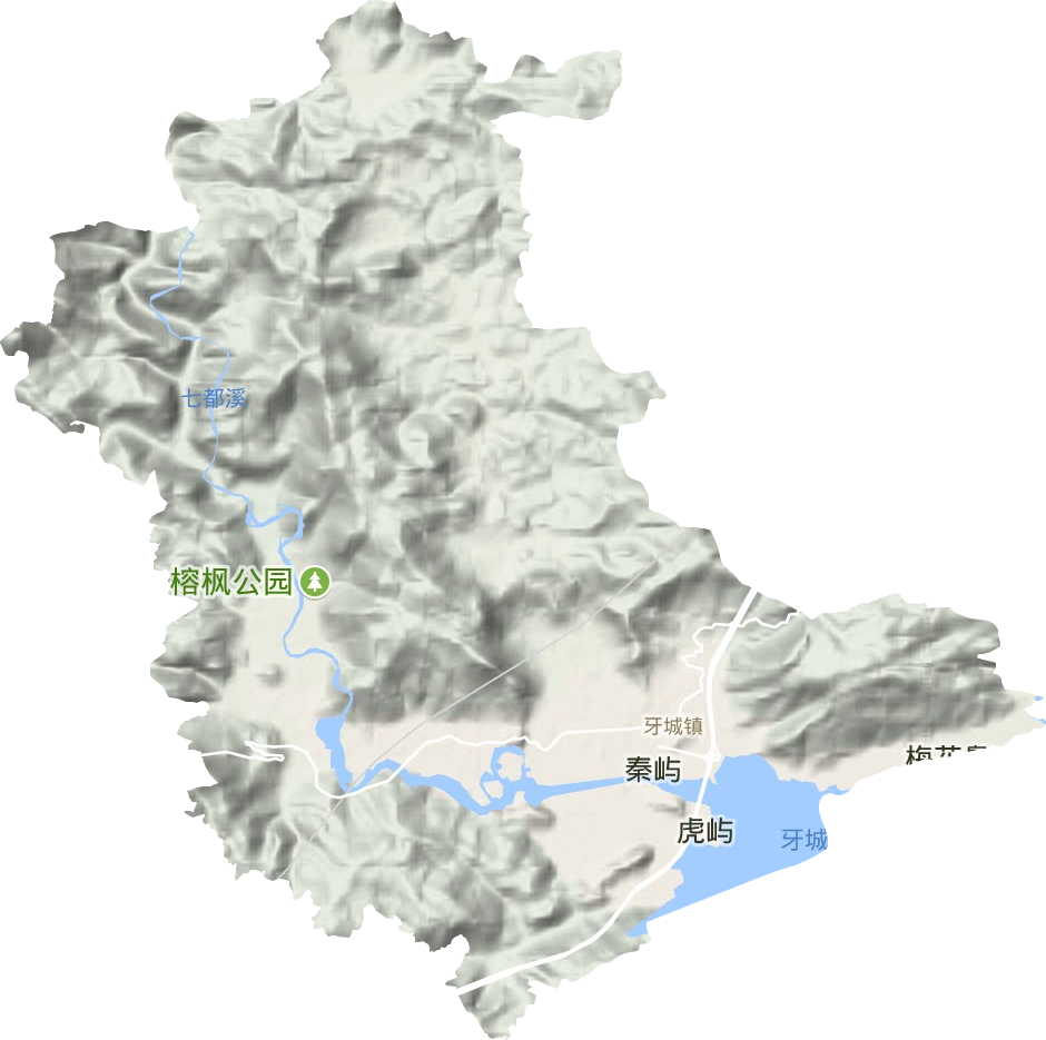 牙城镇地形地图