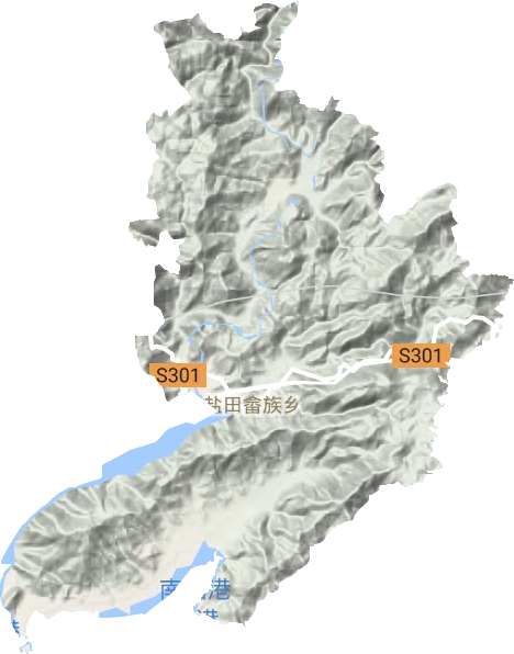 盐田畲族乡地形地图