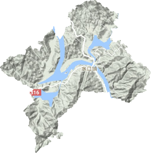 水口镇地形地图