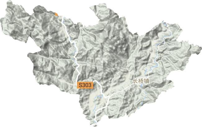 长桥镇地形地图