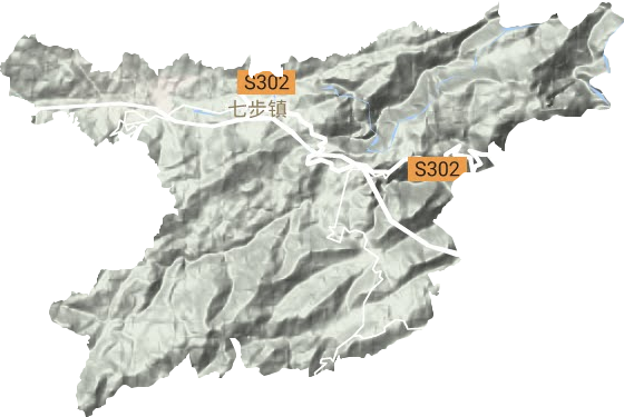 七步镇地形地图