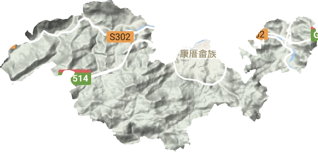康厝畲族乡地形地图
