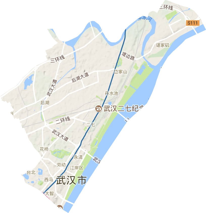江岸区地形地图