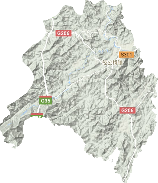 经公桥镇地形地图