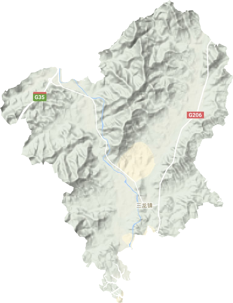 三龙镇地形地图