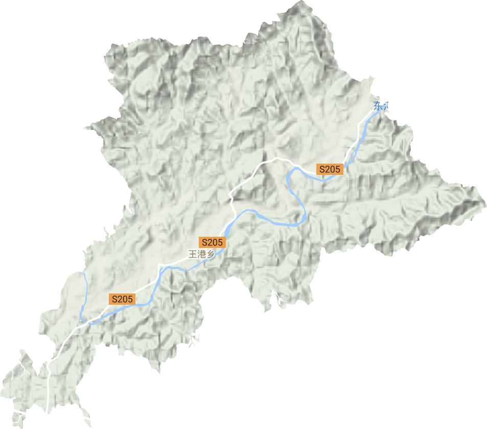 王港乡地形地图
