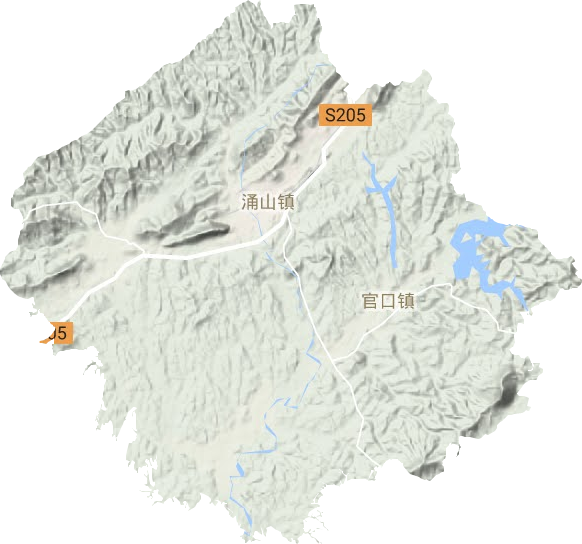 涌山镇地形地图