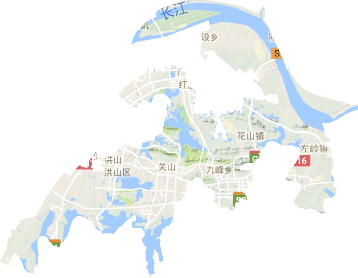 洪山区地形地图