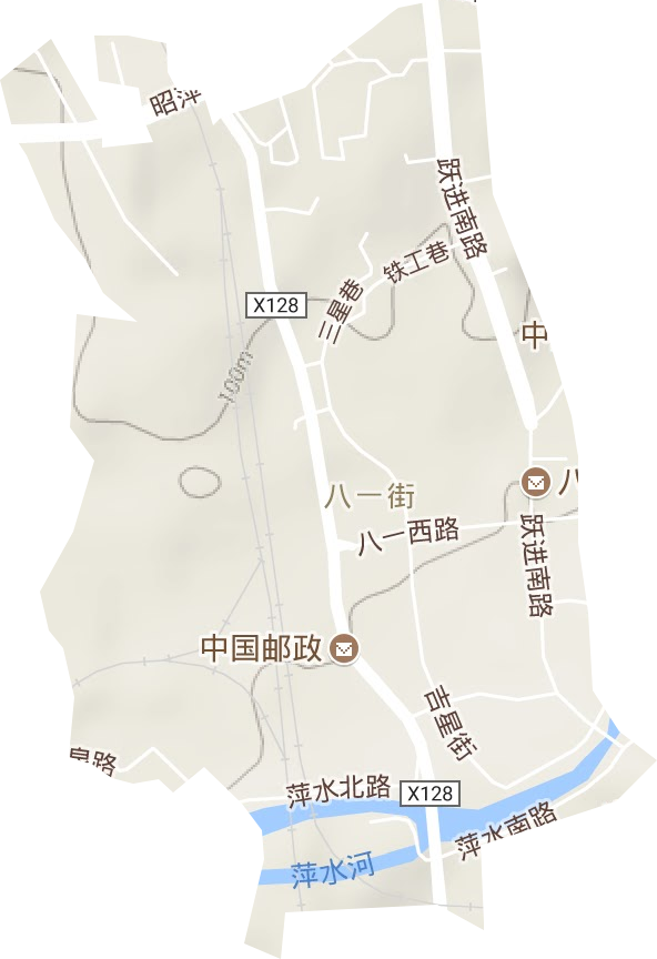 八一街街道地形地图