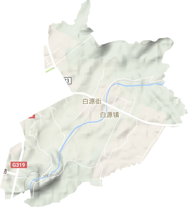 白源街街道地形地图