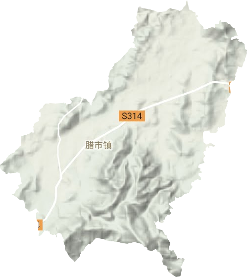 腊市镇地形地图
