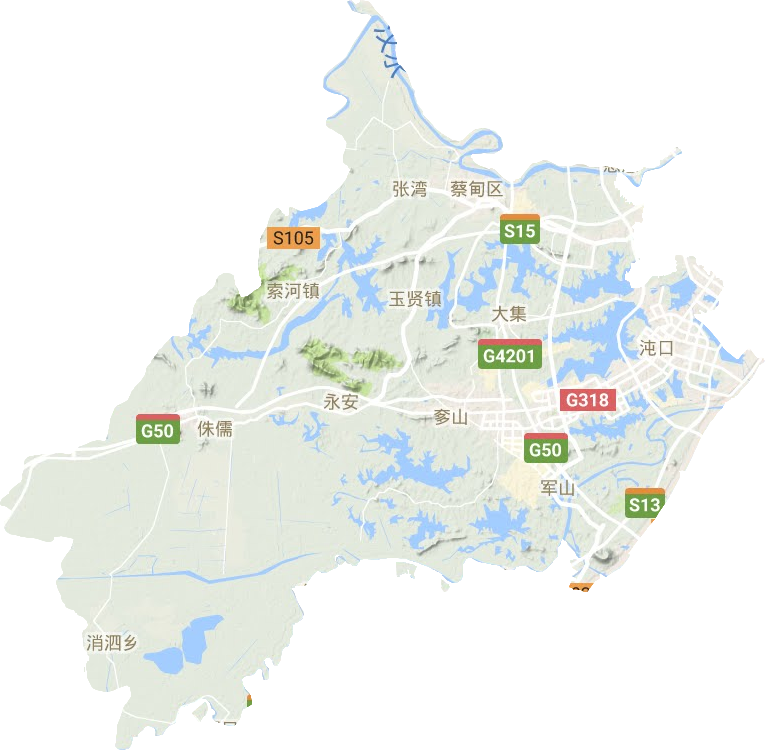 蔡甸区地形地图