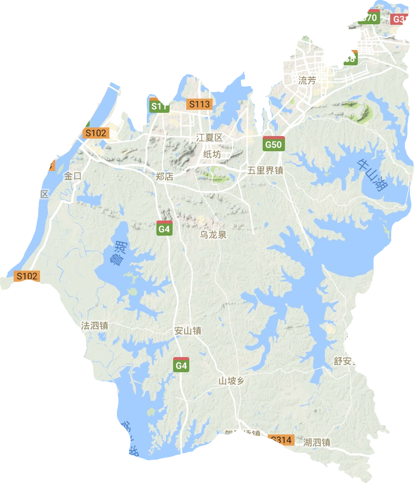 江夏区地形地图