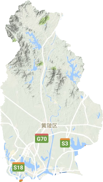 黄陂区地形地图