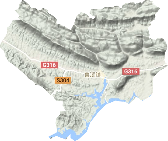 鲁溪镇地形地图