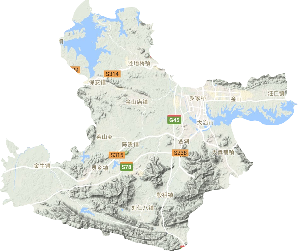 大冶市地形地图
