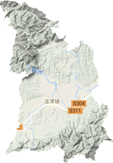 渣津镇地形地图