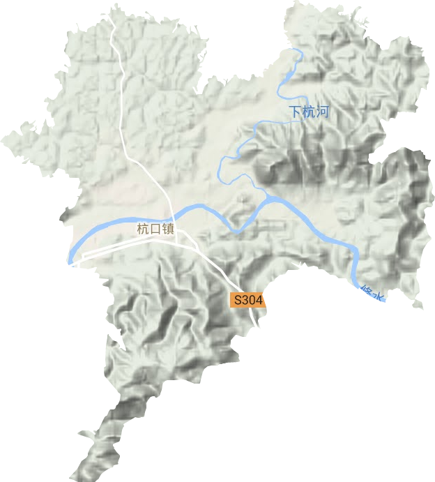 杭口镇地形地图