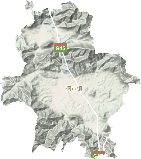 何市镇地形地图
