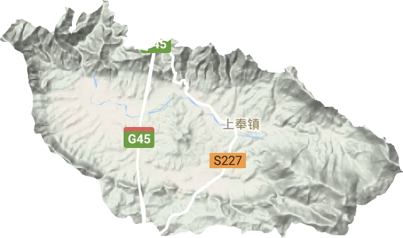 上奉镇地形地图
