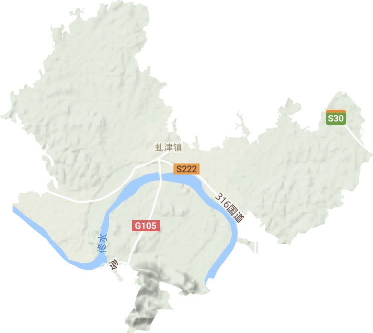 虬津镇地形地图