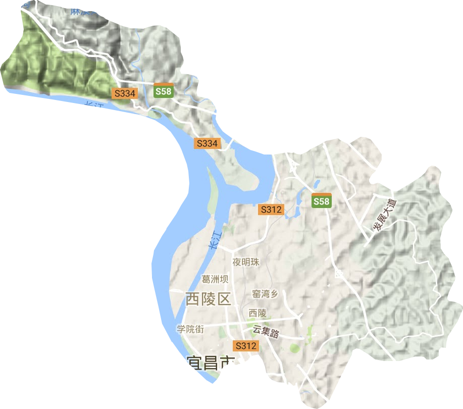西陵区地形地图