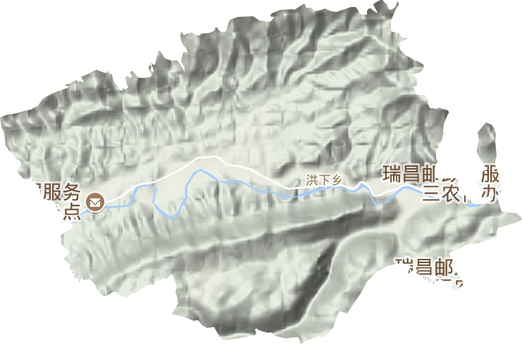 洪下乡地形地图