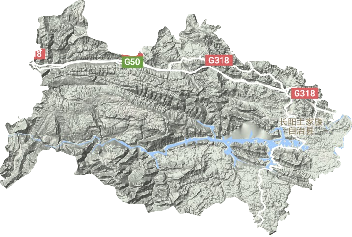 长阳县地形地图