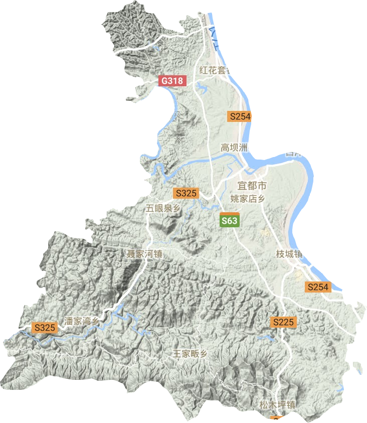 宜都市地形地图