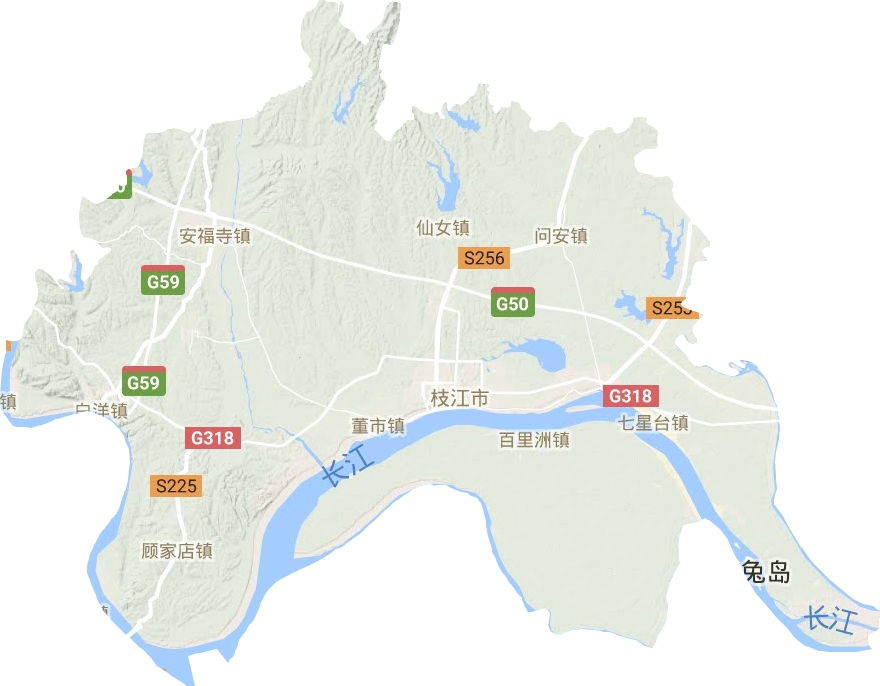 枝江市地形地图