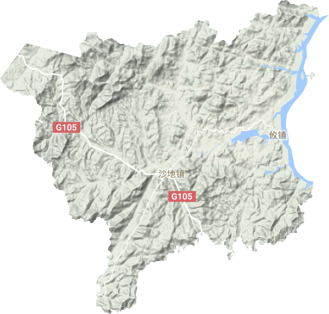 沙地镇地形地图