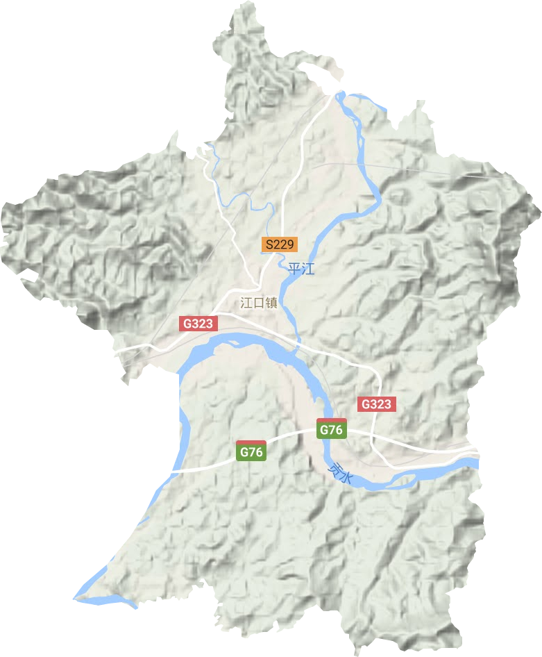 江口镇地形地图