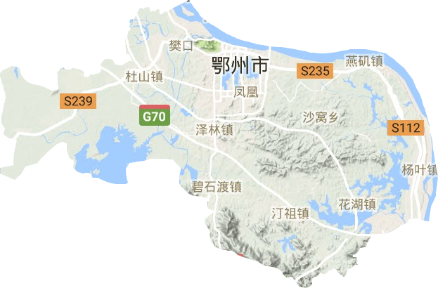 鄂城区地形地图