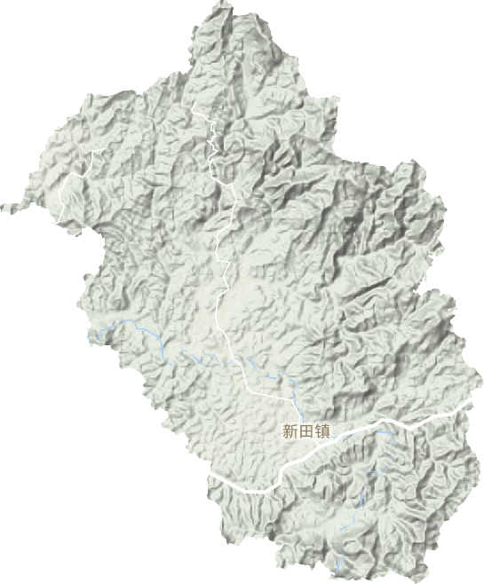 新田镇地形地图