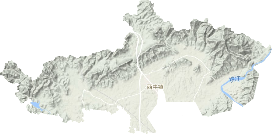 西牛镇地形地图