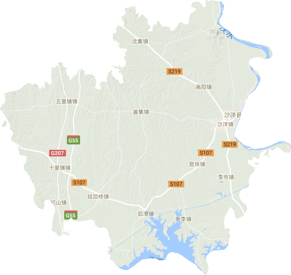 沙洋县地形地图