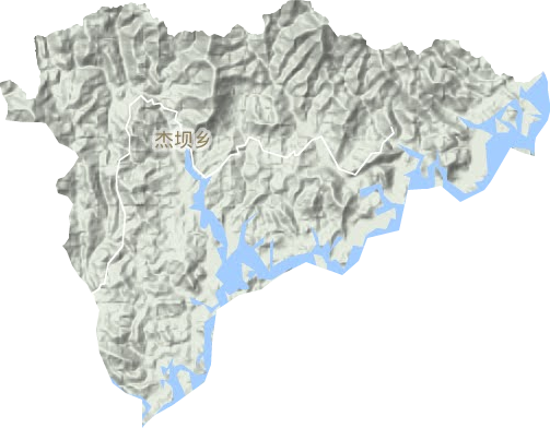 杰坝乡地形地图