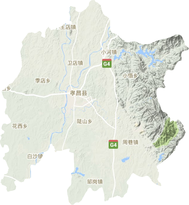 孝昌县地形地图