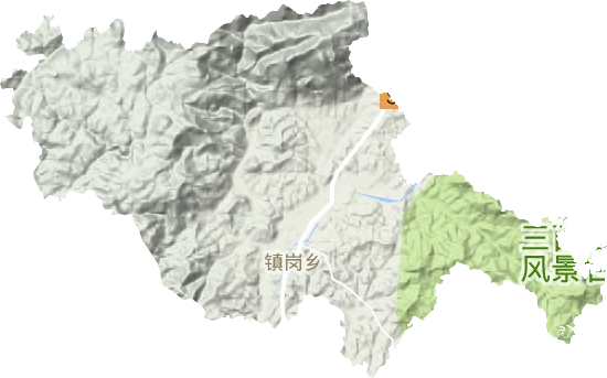 镇岗乡地形地图