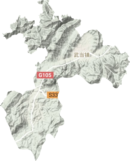 武当镇地形地图