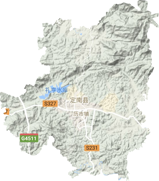 历市镇地形地图