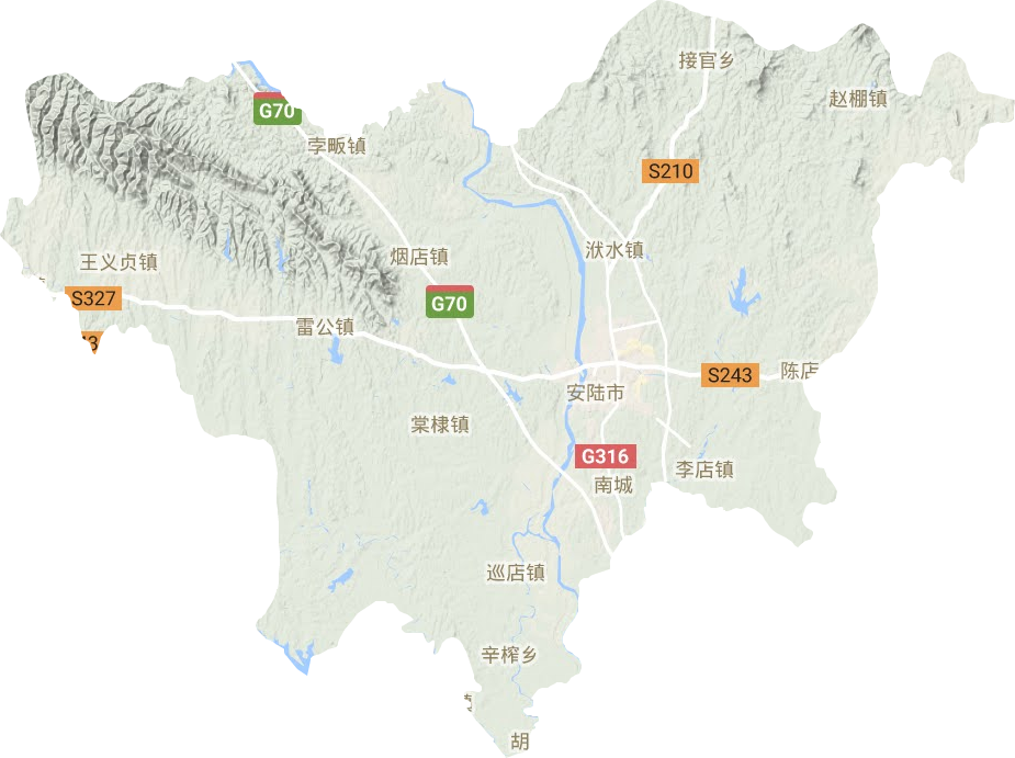 安陆市地形地图