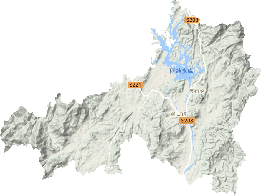 洛口镇地形地图